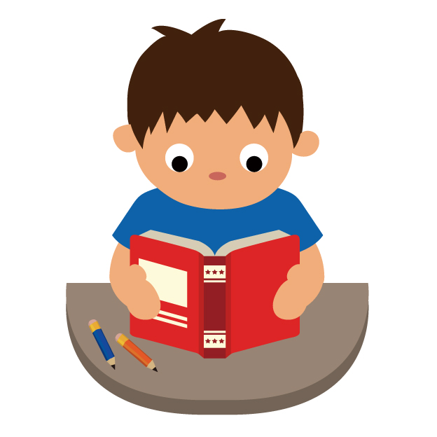 本を読んでいる男の子のイラスト